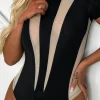 Women GIOGIA Tops<Wild Visions Black Mesh Panelled Bodysuit