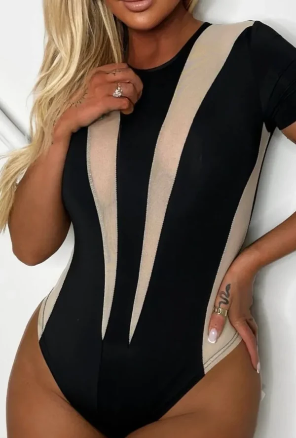 Women GIOGIA Tops<Wild Visions Black Mesh Panelled Bodysuit