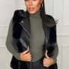 Women FLAM MODE Coats And Jackets<Wrapped In Desire Black Faux Leather & Faux Fur Gilet