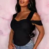 Women SOY u0026 CO Bodysuits<You Are Mine Black Mesh Sleeve Corset Top